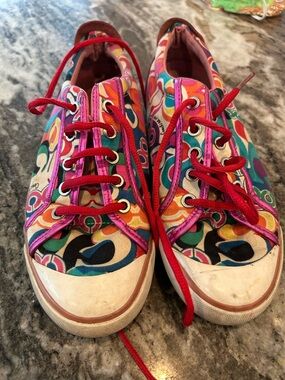 Coach Barrett purple metallic Canvas Sneakers 7.5 have wear